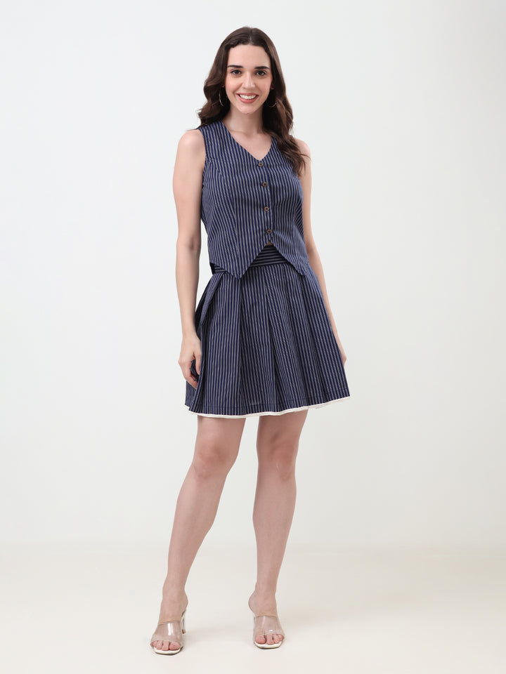 Pinstripe Waistcoat & Skirt Set