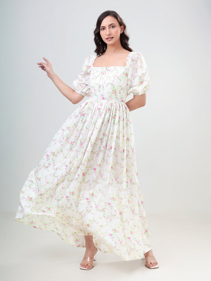 Floral Printed Rory Tie-Up Dress