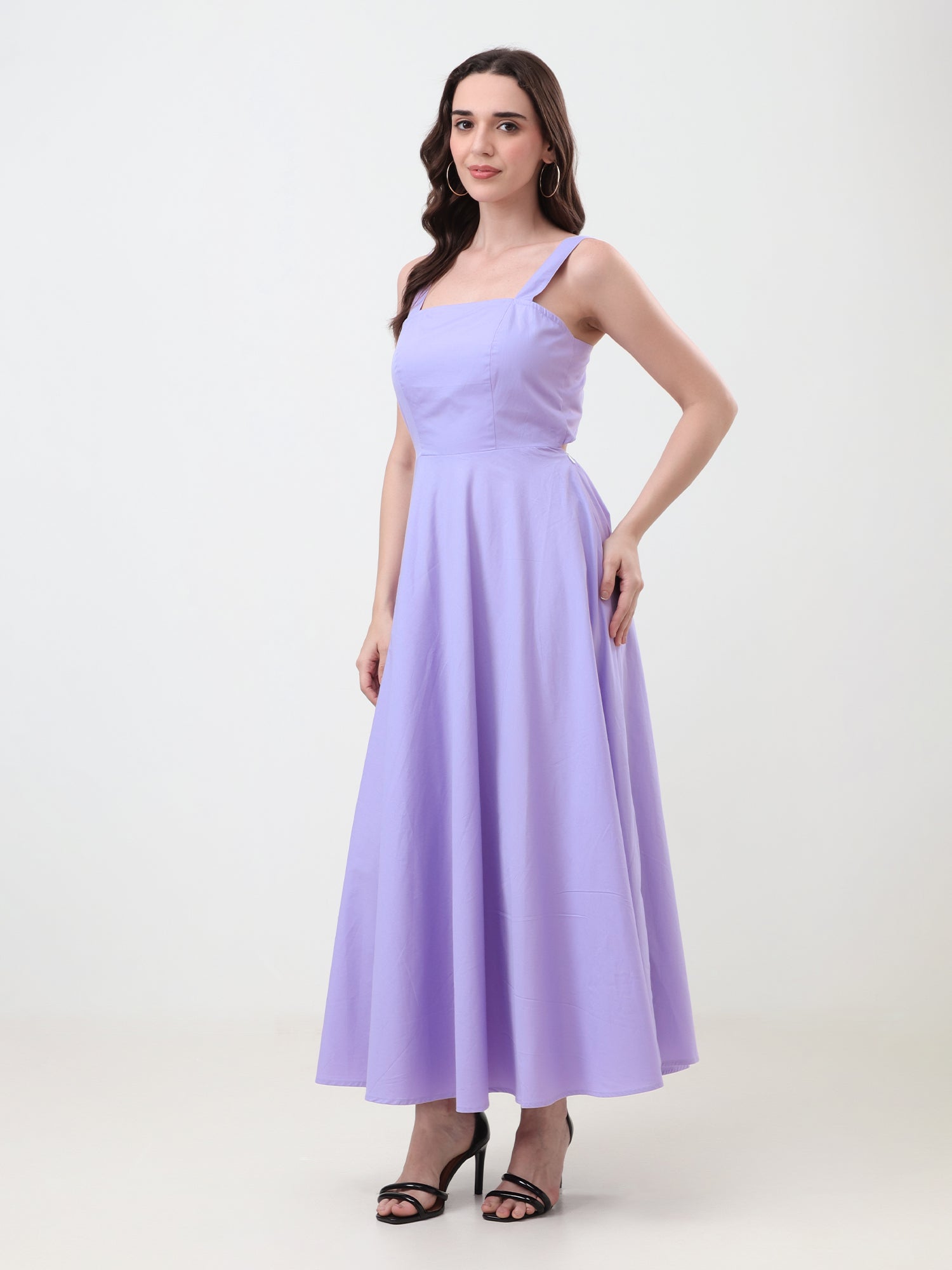 Cotton Back Tie-Up Midi Dress