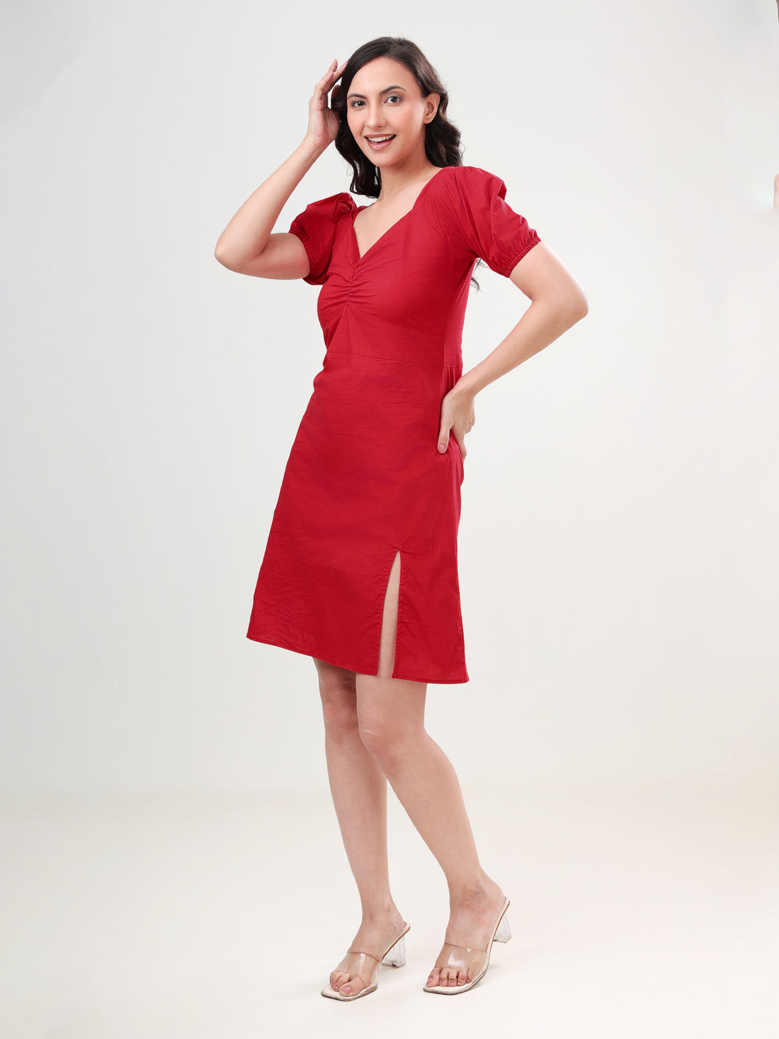 Elegant Puff Sleeve Sheath Dress