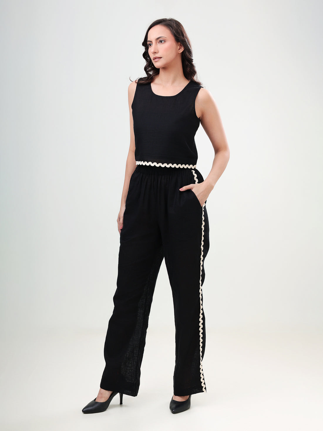 Linen Black Ric-Rac lace Co-Ords