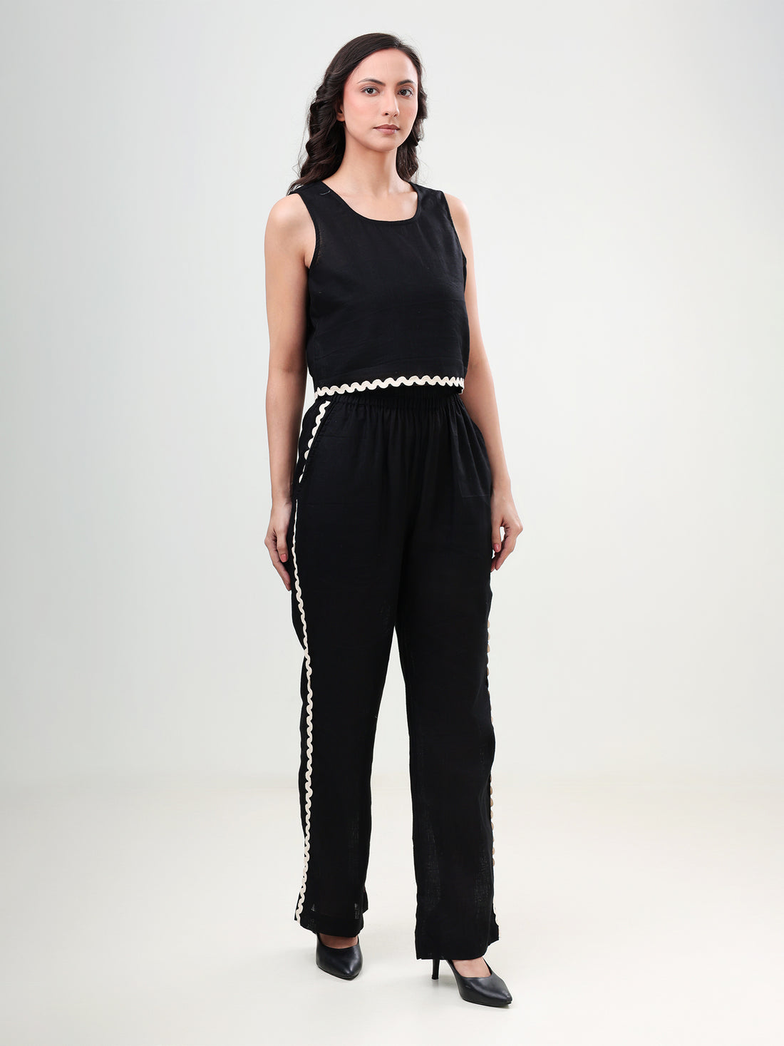 Linen Black Ric-Rac lace Co-Ords