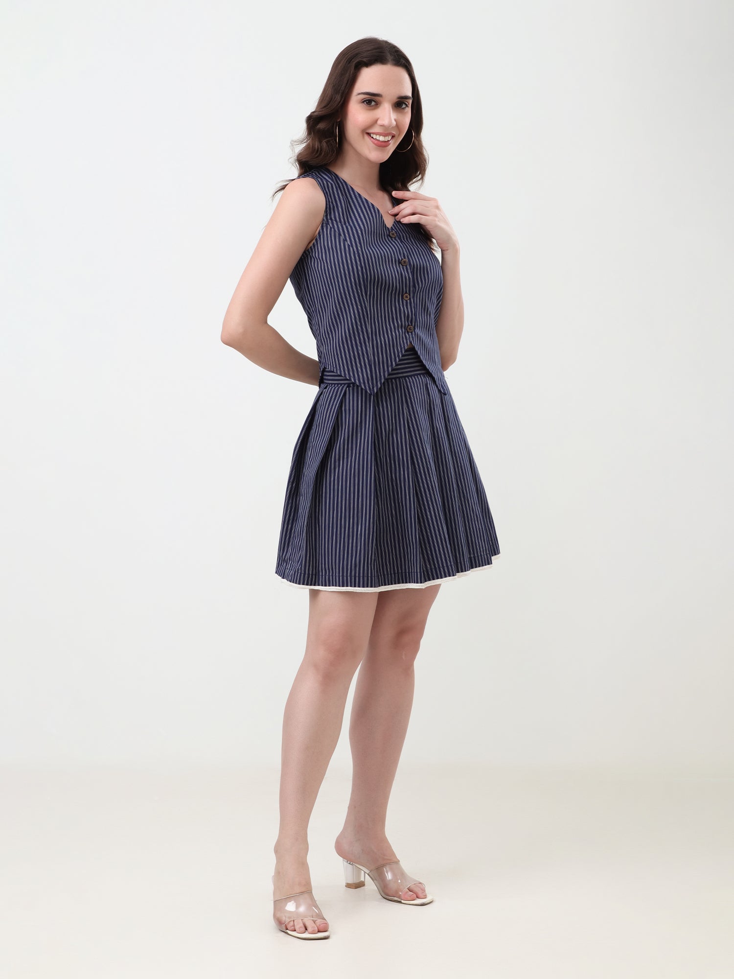 Pinstripe Waistcoat & Skirt Set