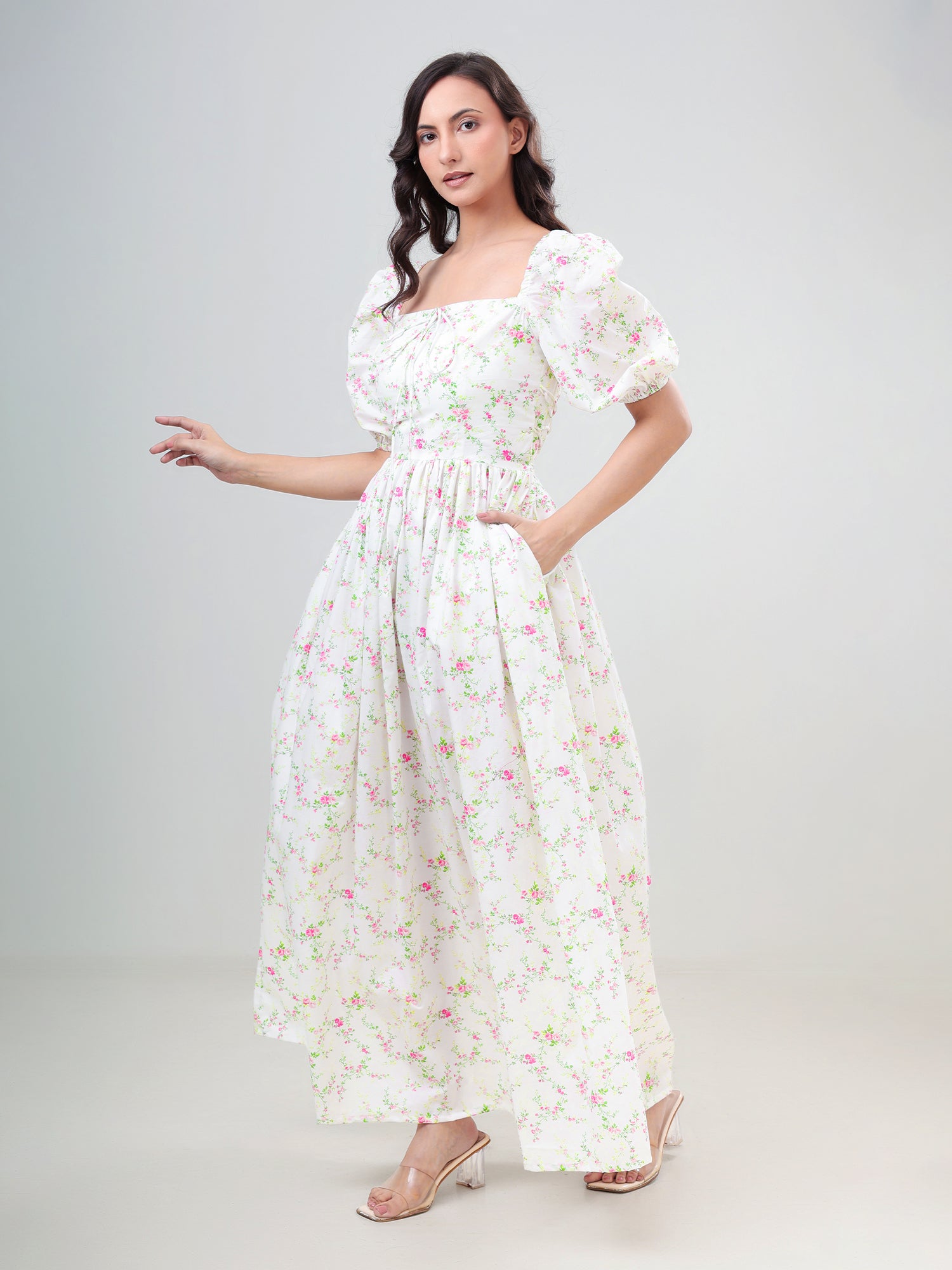 Floral Printed Rory Tie-Up Dress