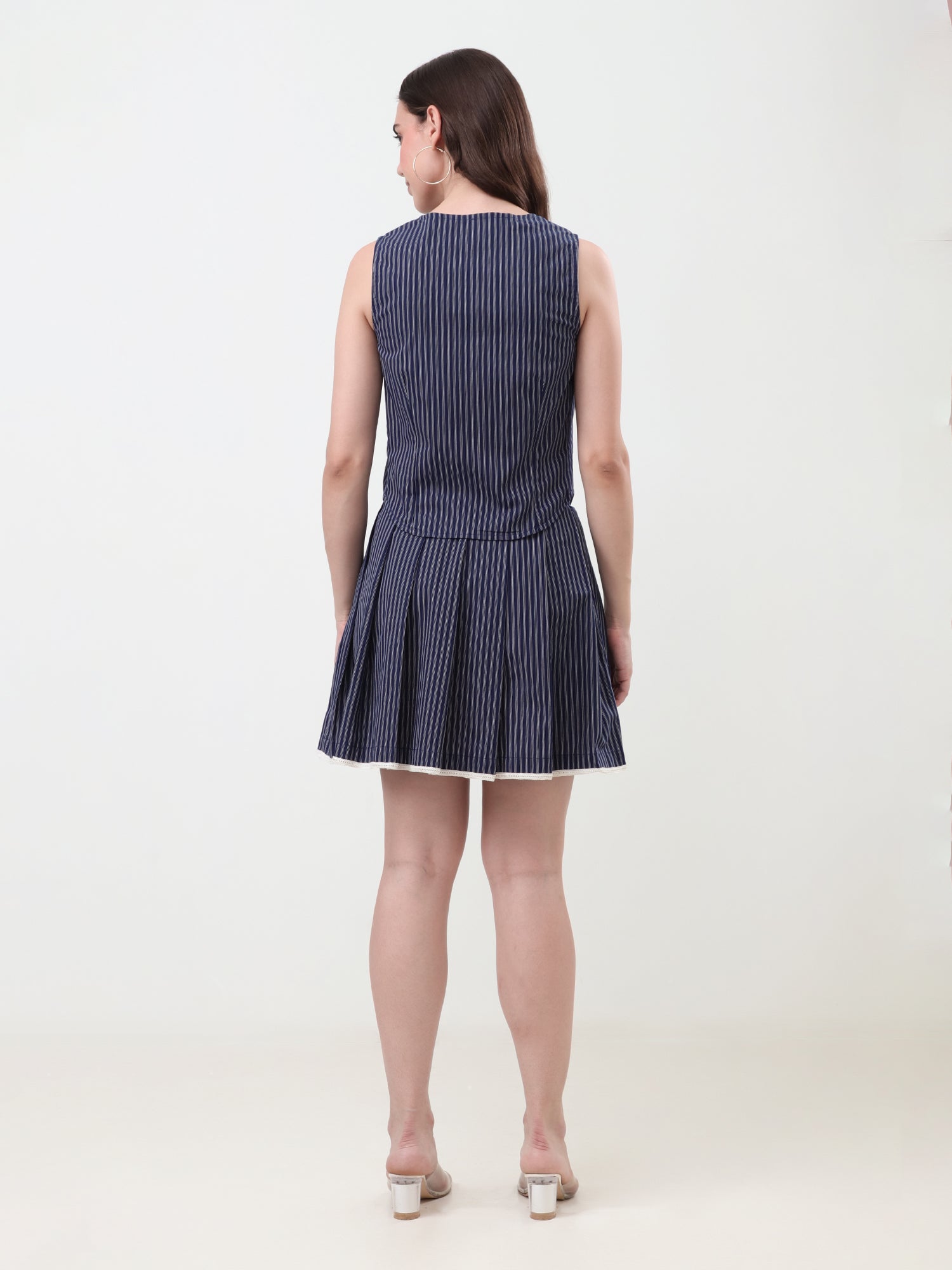 Pinstripe Waistcoat & Skirt Set